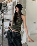 Military color matching line halter top