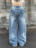 Riggers Backpocket Washing Wide Denim Pants