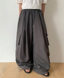[Unisex] Giden Shirring Nylon Cargo Wide Pants