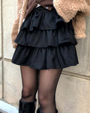 Ronya Suede Banding Strap Tiered Mini Skirt