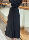 Belden Buckle Unbalance Pleated Long Skirt