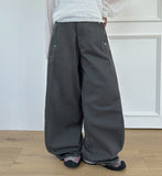 Benlu Rivet Cotton Wide Pants