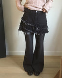 Tor Pleated Mini Skirt Denim Pants