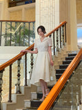 Yuel Puff Collar Jacquard Long One Piece (Belt Set)