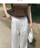 Gently Pintuck Summer Banding Long Wide Cotton Pants