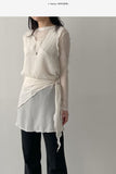 Ocean Tencel See-through Round Neck T-shirt