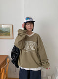 Sieming V-Neck Lettering Over Sweatshirt