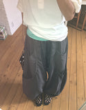 Ibe Balloon Wide Cut Nylon Banding Pants