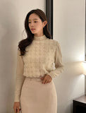 Lana Chiffon Rose Pearl Half-Turtleneck Knit