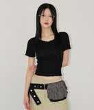 CHECK FRILL BELT BAG