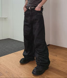 Cozy Stud Coating Wide Pants
