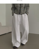 Back Pocket Double-Side Brushed Folding Long Wide Banding Pants