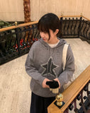 Morui stitch star knit hoodie