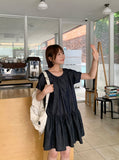 Selverco Layered Shirring Tiered Short Sleeve One Piece