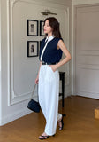 Pureine Pintuck Wide Slacks Pants (Belt set)