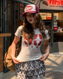90 Printing Short Sleeve Slim T-shirt
