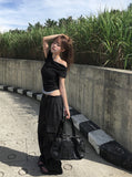 Bow Halter Layered Off-Shoulder Short Sleeve T-Shirt