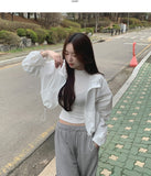 High-Neck String Crop Windbreaker