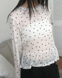 Tapin Dot Layered Frill Ribbed Long Sleeve T-Shirt