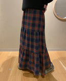 Tomina Banding Check Tiered Long Skirt