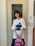 Imilve Dot Embroidery Over Short Sleeve Tee