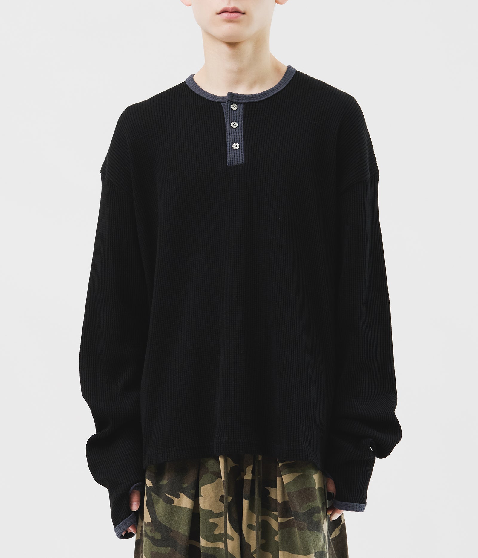 【HI FI FNK】Finger Waffle Longsleeve HI FI FNK(ハイファイファンク) - フィンガーワッフル長袖T