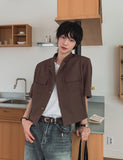 Summer rubbing linen crop jacket