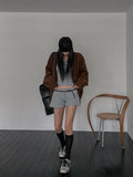 studded ribbed low-rise shorts