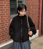 [BAONHAUS] Mervenkey Waffle Corduroy Collar Zip-Up Jumper