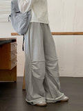 Mutal Roll-Up Button Shirring Slit Wide Training Pants