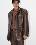 washing leather 4 buttons blazer