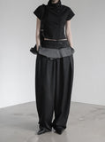 Curved Balloon Pleated Wrap Slacks
