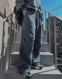 Detro denim wide track pants