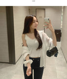 Lace Sleeveless Wrinkle Loose Fit Shirt Scrunchie Three-Piece Set