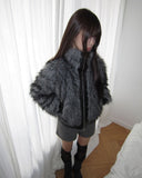 Nupe Two-Tone Fur Two-Way Zip-Up Jumper