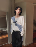 Loose Fit Waffle U Neck Long Sleeve Tee