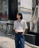 Solid V-neck half cardigan