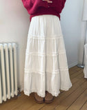 Chaa Mink Brushed Tiered Long Skirt