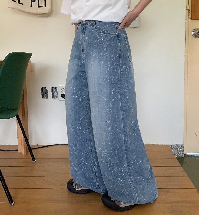 【BAON】Minye painting wide denim pants BAON (バオン) - ミンエペインティングワイドデニムパンツ