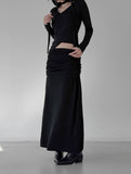 Shirring Sweat Layered Long Skirt
