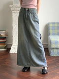 Hotty Vintage Wash Summer Denim Maxi Long Skirt
