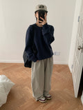 [unisex] Rikko basic color round over knit