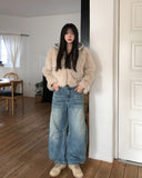 Facey Hood Layered Fur Jacket