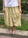 Kira Shirring Cut Nylon Midi Skirt