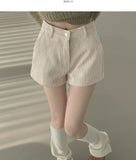 Corduroy Brushed Vertical Stripe A-line Winter Shorts