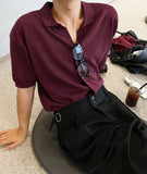 Linen collar short sleeve cardigan
