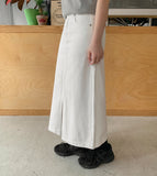 Kyutani banding slit cotton long skirt