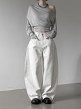 Sheer One-Shoulder Crop Sweatshirt