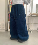 [unisex] Adela bending string corduroy carpender rivet wide pants