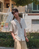 Crochet Open Collar Short Sleeve Knit